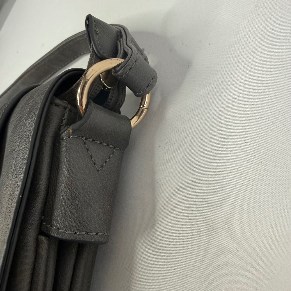 Alyssa Double Compartment Gray Large Crossbody Bag Gold Accents Adjustable Strap - Picture 4 of 15